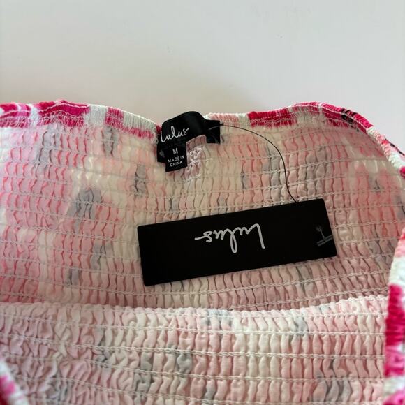 Lulus Perfectly Peppy Ivory Floral Print Smocked Midi Skirt Size Medium NWT - Picture 5 of 9